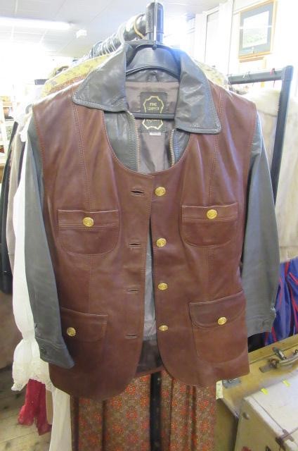 LADIES GREY SHEEPSKIN JACKET  TWO FAUX FURS  LEATHER JACKET AND JERKIN AND TWO OTHER JACKETS (7) Image