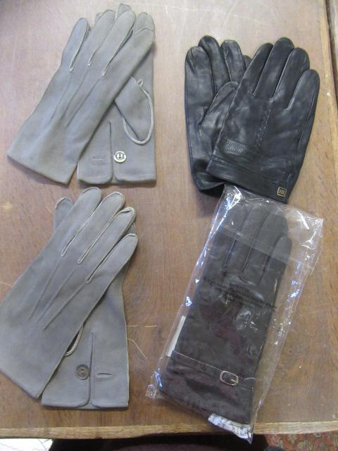 FOUR PAIRS OF GENTS LEATHER AND SUEDE GLOVES Image
