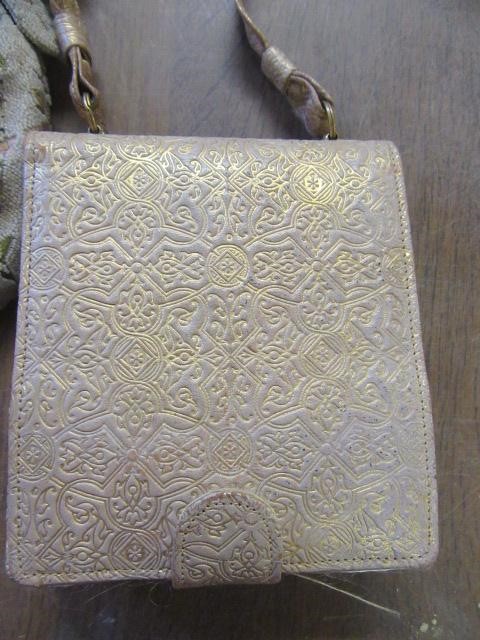 LADIES ART DECO STAMPED LEATHER OPERA BAG AND BEADED EVENING PURSE Image