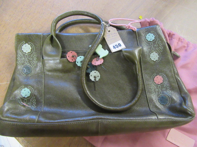 LARGE RADLEY GREEN LEATHER HANDBAG Image