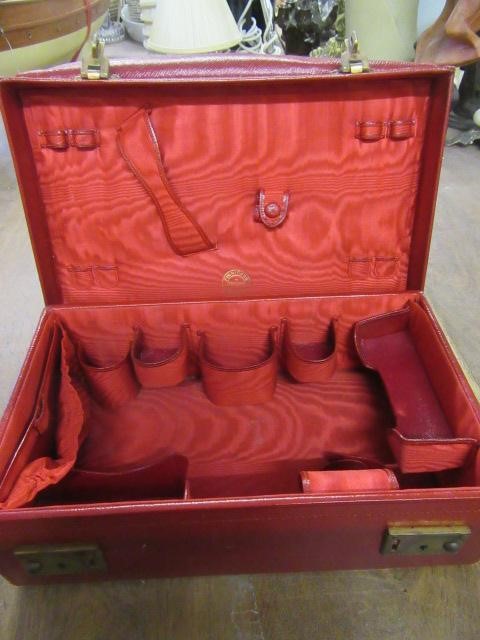 EDWARDIAN LADYS RED LEATHER PORTMANTEAU BY FINNEGANS Image