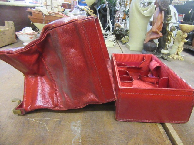 EDWARDIAN LADYS RED LEATHER PORTMANTEAU BY FINNEGANS Image
