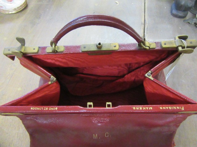 EDWARDIAN LADYS RED LEATHER PORTMANTEAU BY FINNEGANS Image