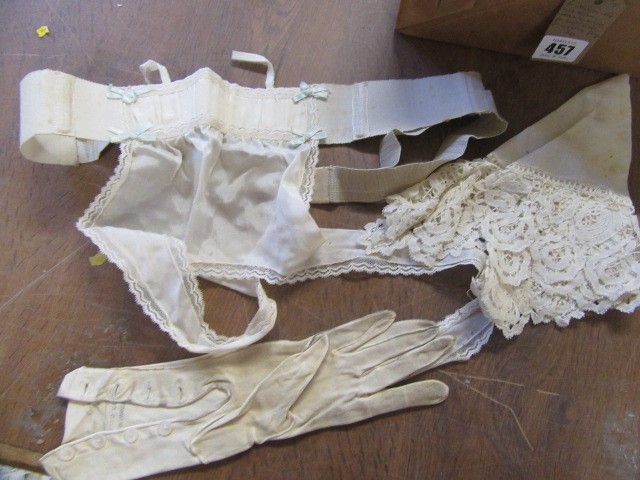 PAIR OF EDWARDIAN KID LEATHER WEDDING BOOTS   PAIR OF SATIN SHOES   PAIR OF WEDDING FLAGS ETC Image