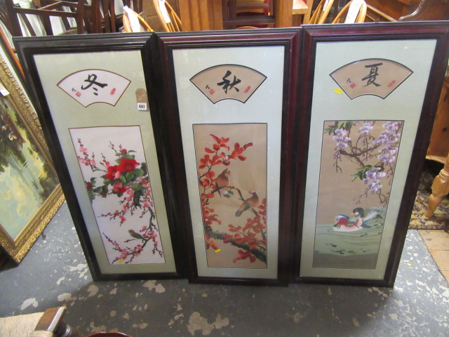THREE ORIENTAL SILK NEEDLEWORKS Image