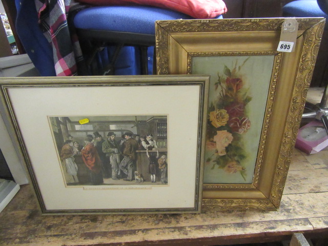 GILT FRAMED PICTURE AND A FRAMED PRINT Image