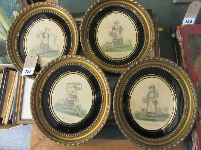 SET OF FOUR OVAL FRAMED PICTURES Image