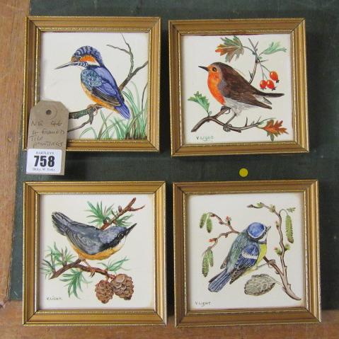 SET OF FOUR FRAMED TILE PAINTINGS Image