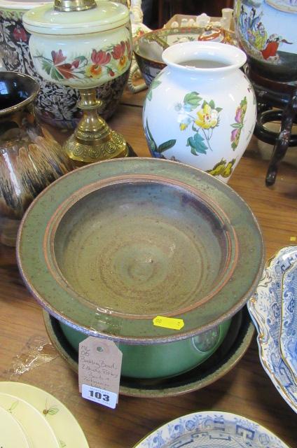 BRETBY BOWL  TWO STUDIO POTTERY BOWLS AND PORTMEIRION VASE Image