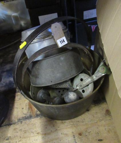 TWO BRASS JAM PANS ETC Image