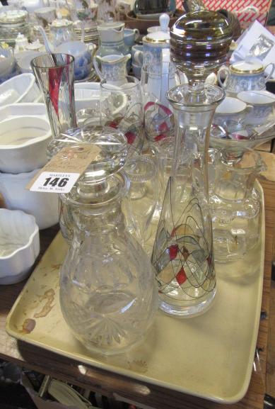 TRAY OF GLASS DECANTERS ETC Image