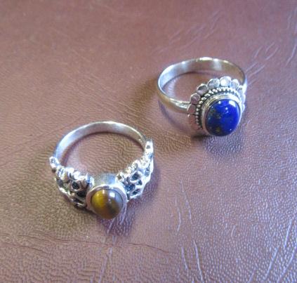 TIGERS EYE AND LAPIS LAZULI SILVER RINGS (2) Image