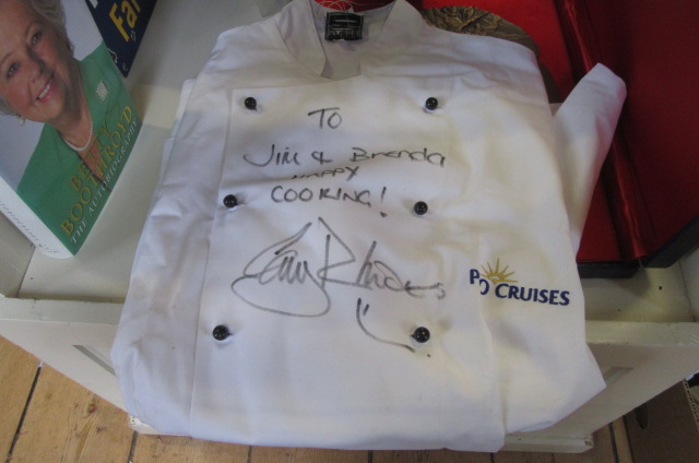 SIGNED GARY RHODES BOOK AND CHEF'S WHITES Image