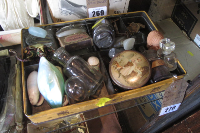 TIN OF SCENT BOTTLES ETC Image