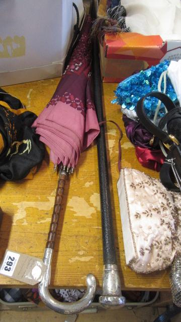 SILVER TOPPED CANE AND UMBRELLA Image