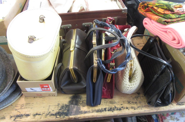 SIX HANDBAGS  PAIR OF SHOES AND A VANITY CASE Image