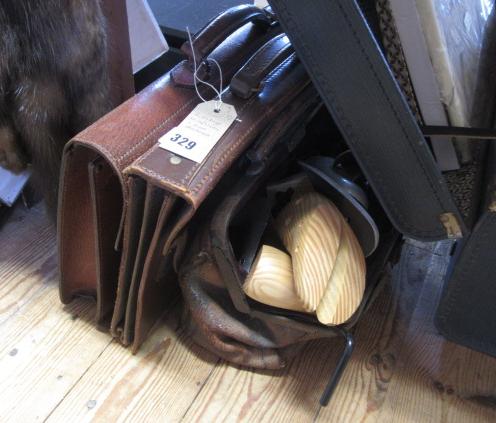 TWO VINTAGE BRIEFCASES AND SHOE STRETCHERS Image