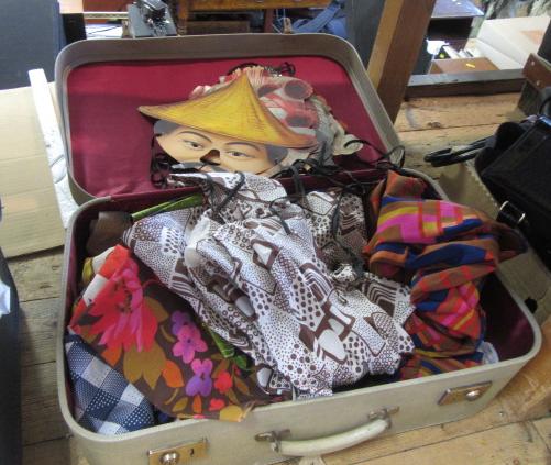 SUITCASE OF VINTAGE CLOTHES  SCARVES ETC Image