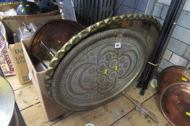 TWO LARGE BRASS CHARGERS Image