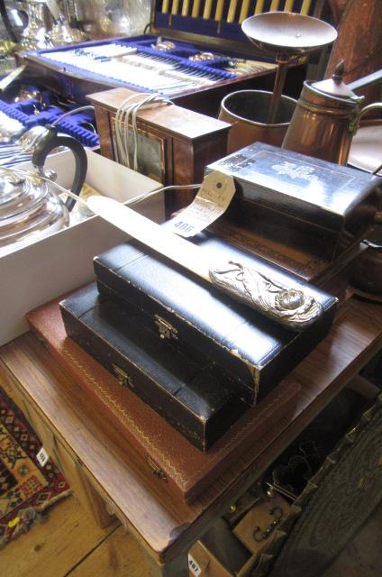 THREE CASES OF CUTLERY  TWO BOXES AND CONTENTS AND A PAPER KNIFE Image