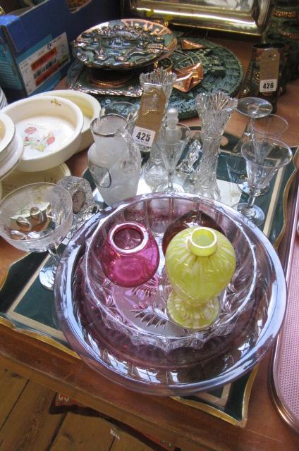 TRAY OF EDINBURGH CRYSTAL AND OTHER GLASS Image