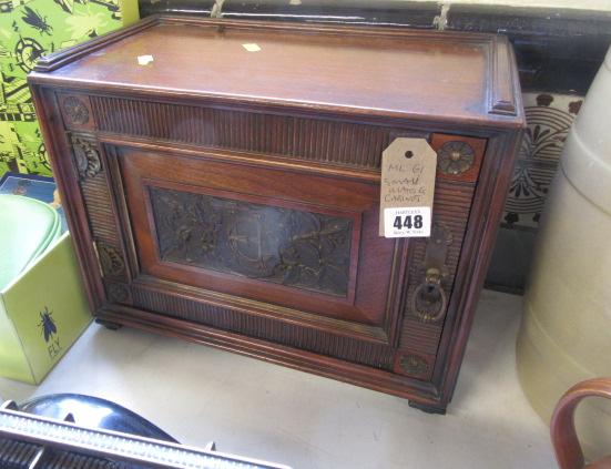 SMALL CARVED MAHOGANY CABINET Image