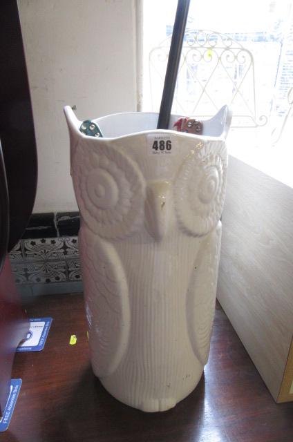 POTTERY OWL STICK STAND AND CONTENTS Image