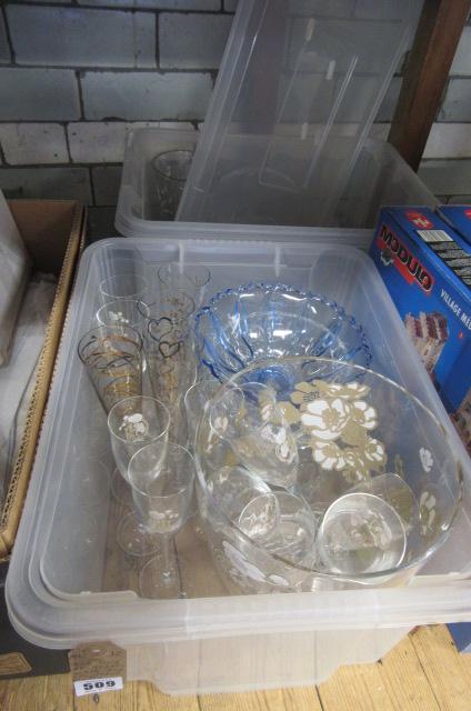TWO BOXES OF GLASS INCLUDING CHAMPAGNE FLUTES Image