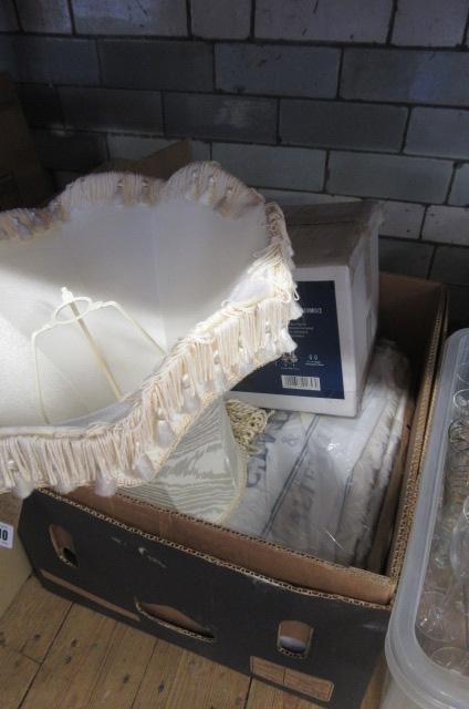 BOX OF CURTAINS AND LIGHT FITTINGS Image