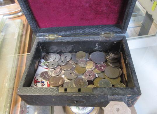 SMALL BOX OF COINS ETC Image