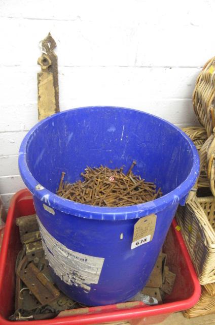 TUB OF HINGES AND TUB OF NAILS Image