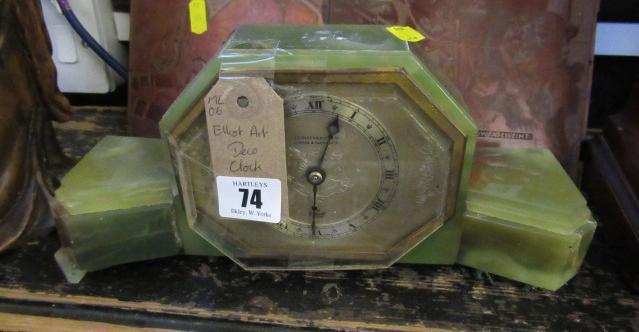 ELLIOTT ART DECO ONYX MANTEL CLOCK Image