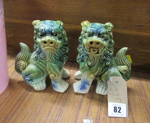 PAIR OF POTTERY TEMPLE DOGS Image