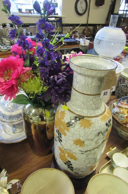 CHINESE VASE AND ANOTHER WITH ARTIFICAL FLOWERS Image