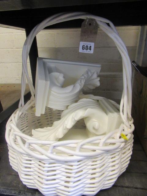 WHITE BASKET WITH PAIR OF SCONCES Image
