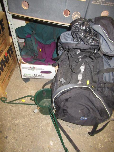 CHRISTMAS TREE STAND AND TWO BACK PACKS ETC Image