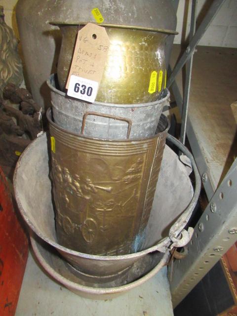 BRASS POT AND TRIVET ETC Image