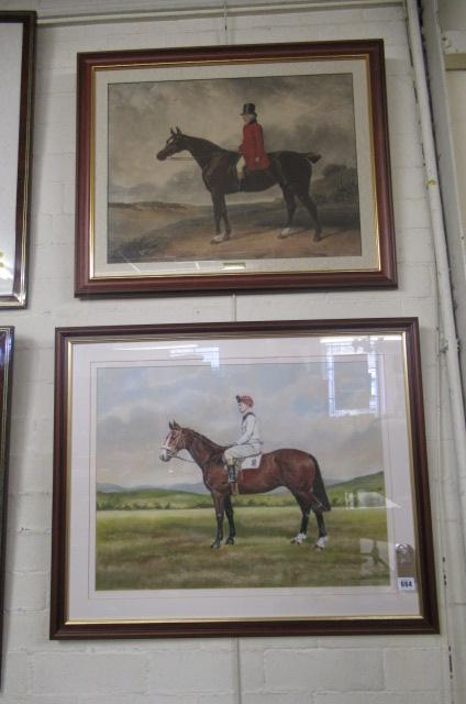 PASTEL OF GRAND NATIONAL RACING HORSE AND ANOTHER Image