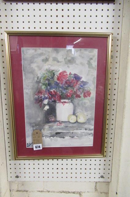 WATERCOLOUR STILL LIFE BY R COULING Image