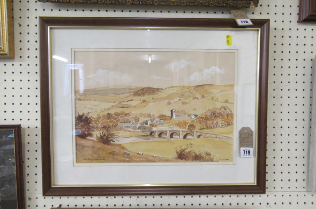 FRAMED WATERCOLOUR OF BURNSALL BY A LAYCOCK Image