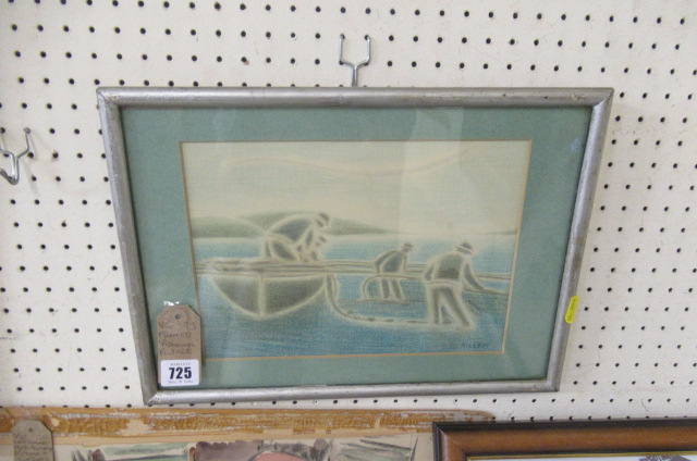 FRAMED FISHERMAN PICTURE SIGNED KILLEM Image