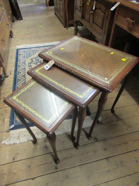 LEATHER TOPPED NEST OF TABLES Image