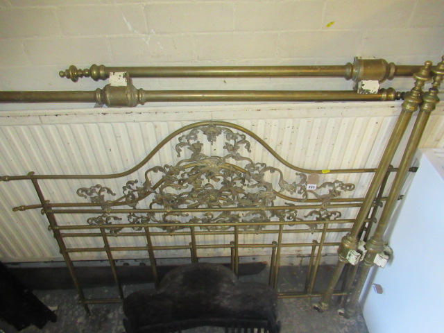 VICTORIAN CAST IRON AND BRASS BEDSTEAD Image