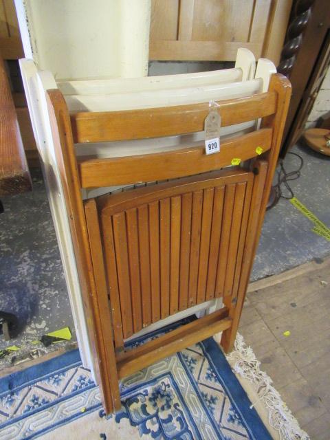 THREE FOLDING WOODEN CHAIRS Image