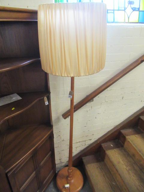 TEAK STANDARD LAMP AND SHADE Image