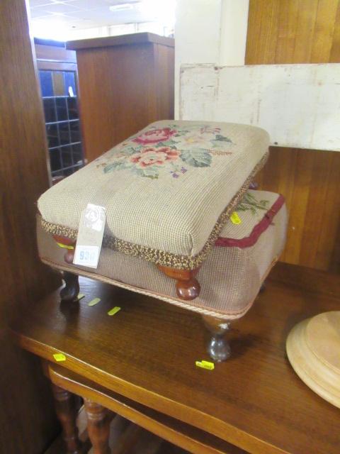 TWO UPHOLSTERED FOOTSTOOLS Image
