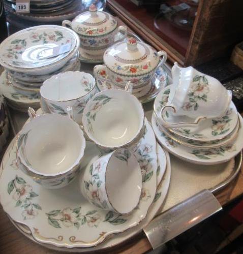QUANTITY OF FLORAL ROYAL CROWN STAFFORDSHIRE TEASETS ETC Image