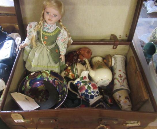 SUITCASE OF COLLECTABLES INCLUDING MALING BOWL Image