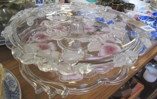 TWO GLASS CAKE STANDS Image