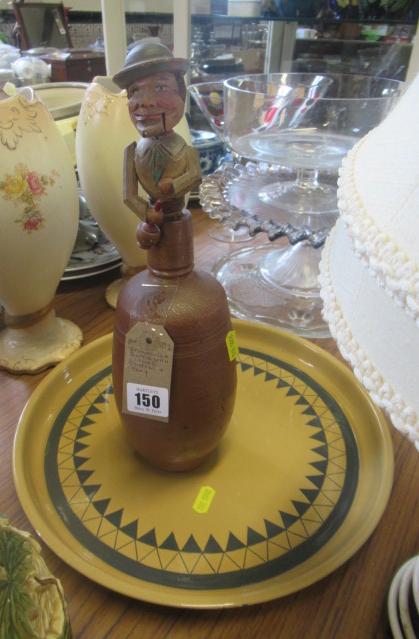 STONEWARE BOTTLE VASE WITH STOPPER AND TRAY Image